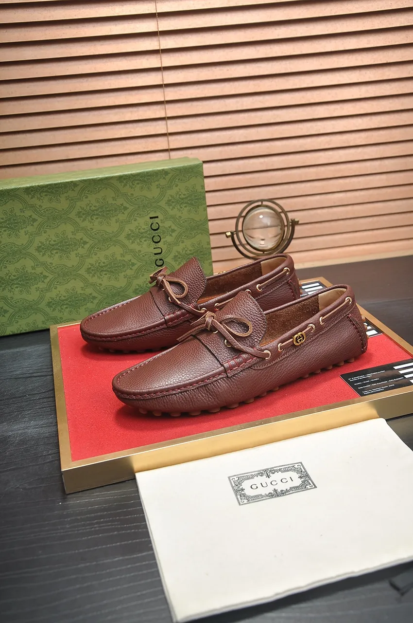 Men's Men's Shoes💰420💶【GUCCI】 (High-end Niuli) New 🍀Gucci*——Gucci Doudou Shoes! Made of imported original cowhide, the inner top layer is comfortable cowhide lining! Original wear-resistant rubber outsole! High quality products! Code number 38-44!